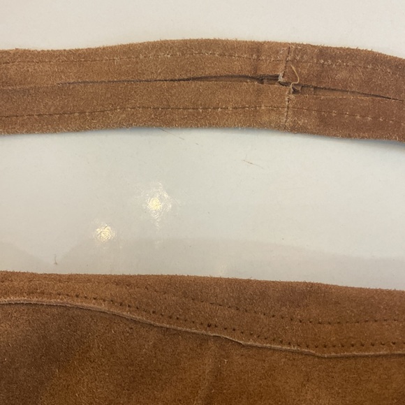 Vintage suede fringe native American hippie vibe boho bag brown shoulder strap - Picture 10 of 14